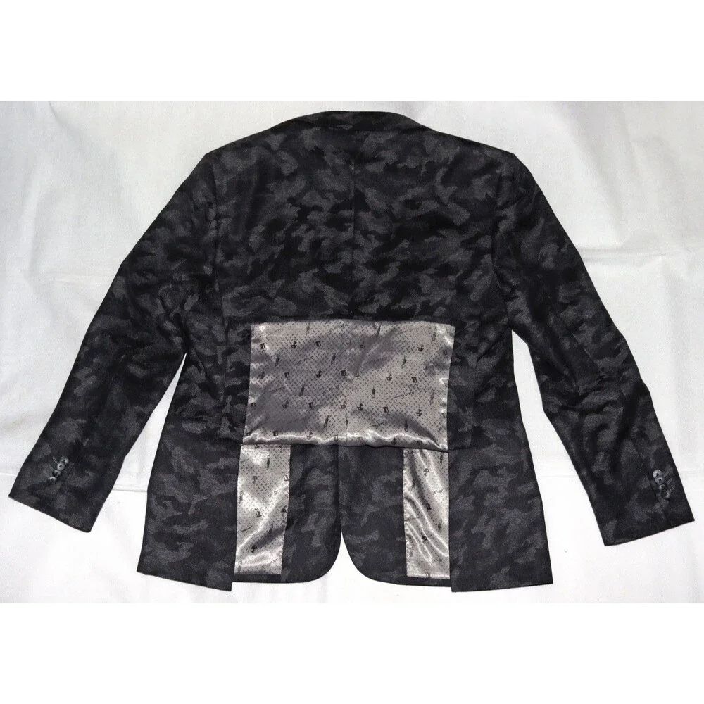 Robert Graham Sport Blazer Mens 46 Black Gray‎ Camo 2 Button Wool Cashmere Blend